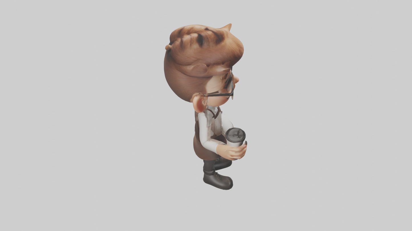Cartoon Barista Assistant model 3D model
