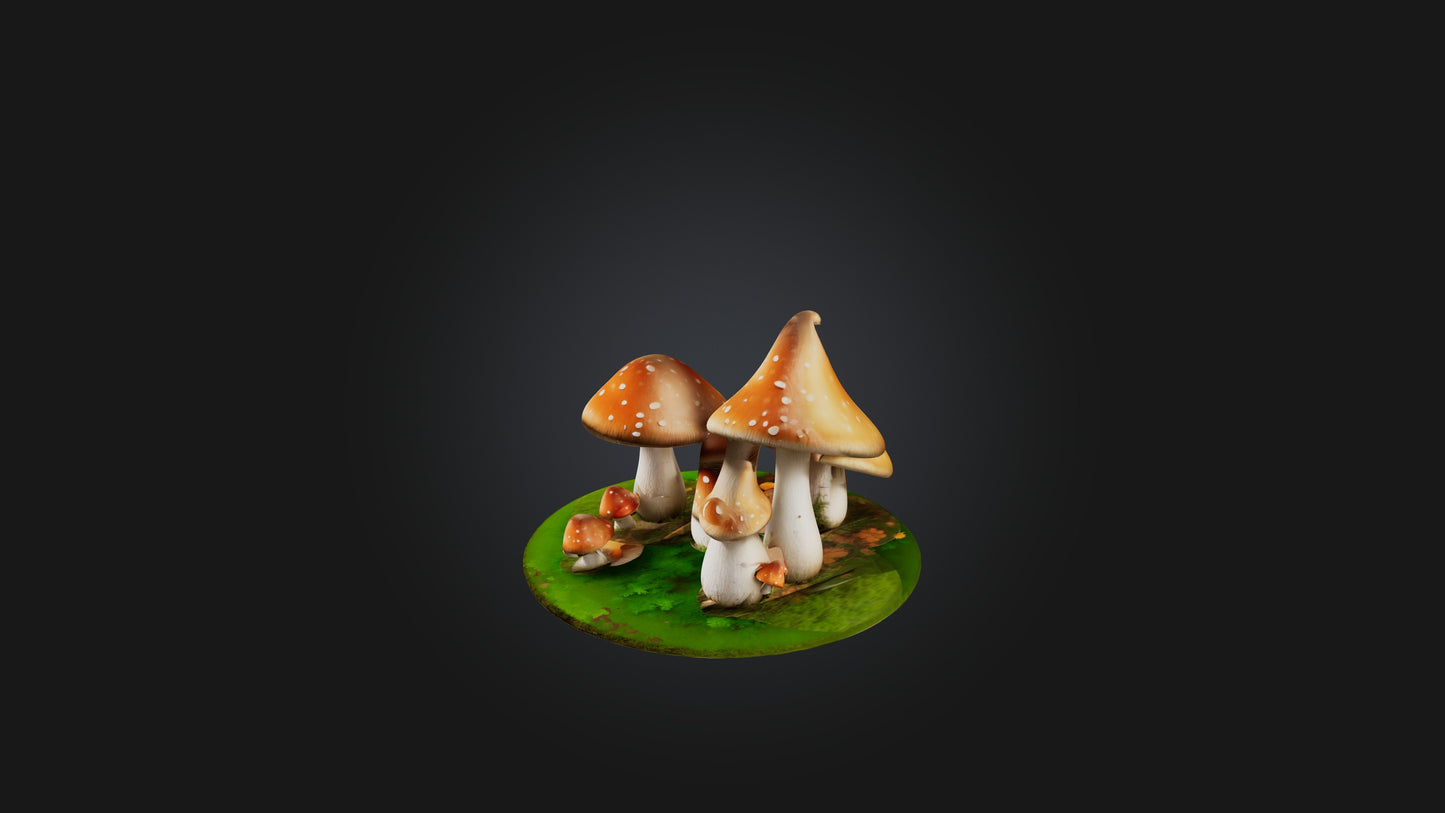 Cartoon Mushrooms 3D model
