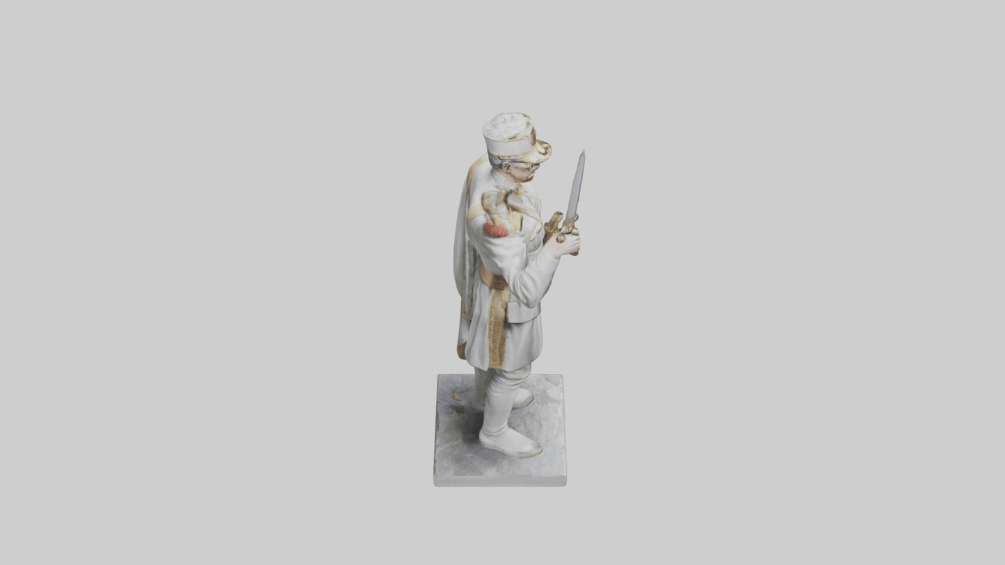 Courageous General Statue model VR / AR / low-poly