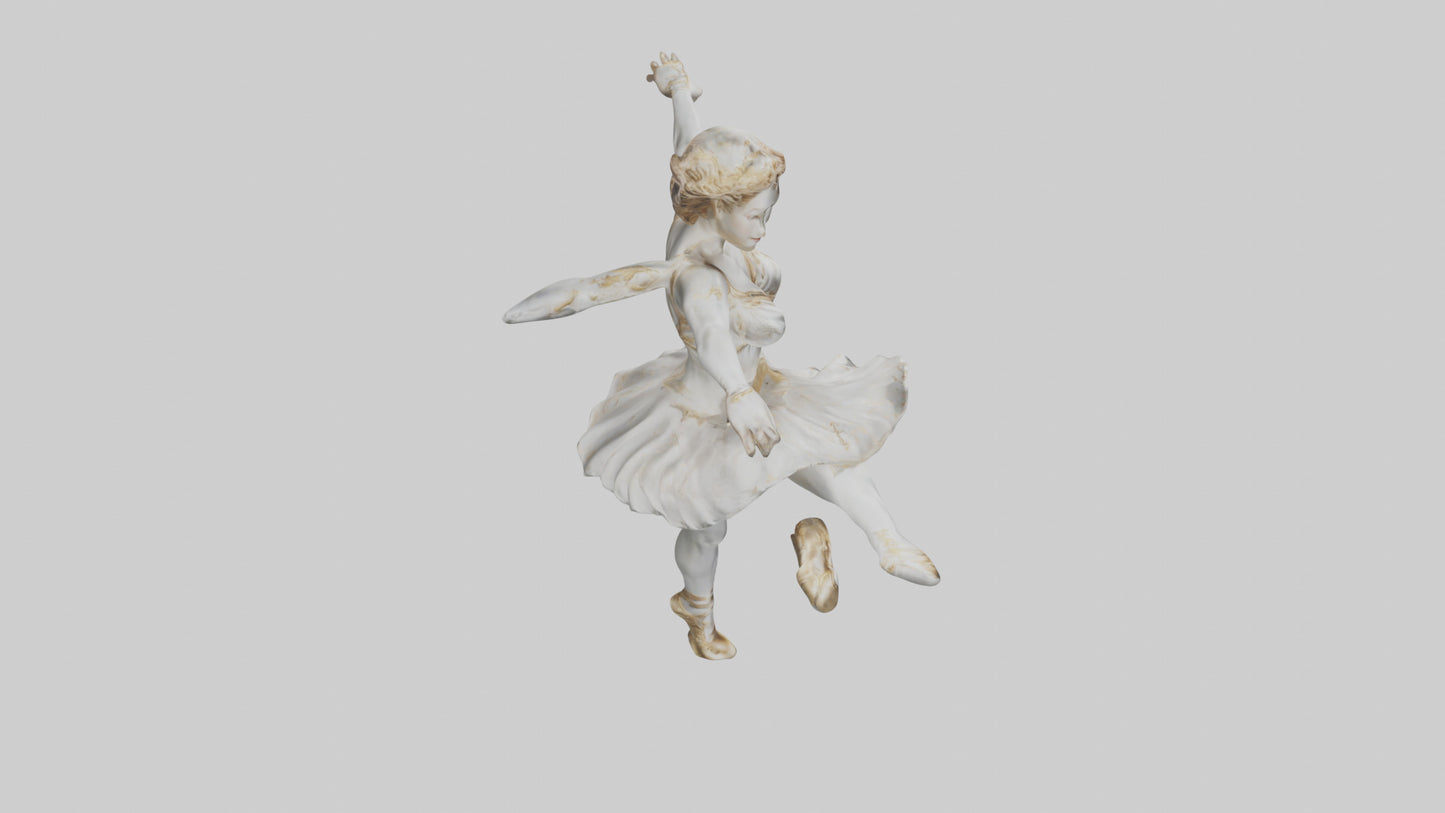 3D model Dancer Performing Grand Jete statue model VR / AR / low-poly