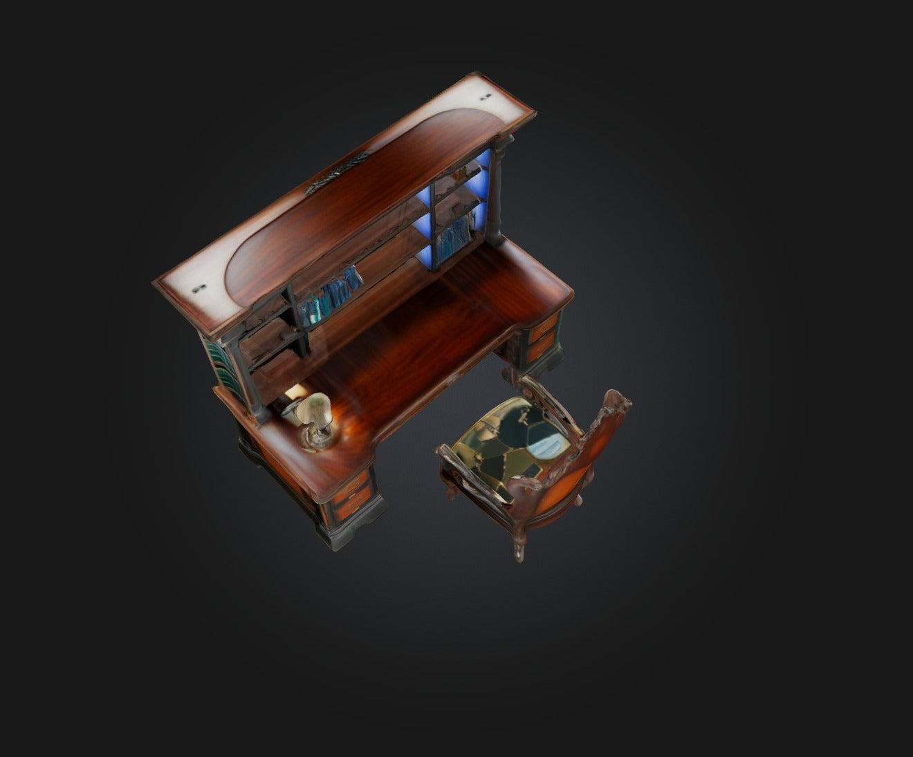 3D model Desk and Chair VR / AR / low-poly