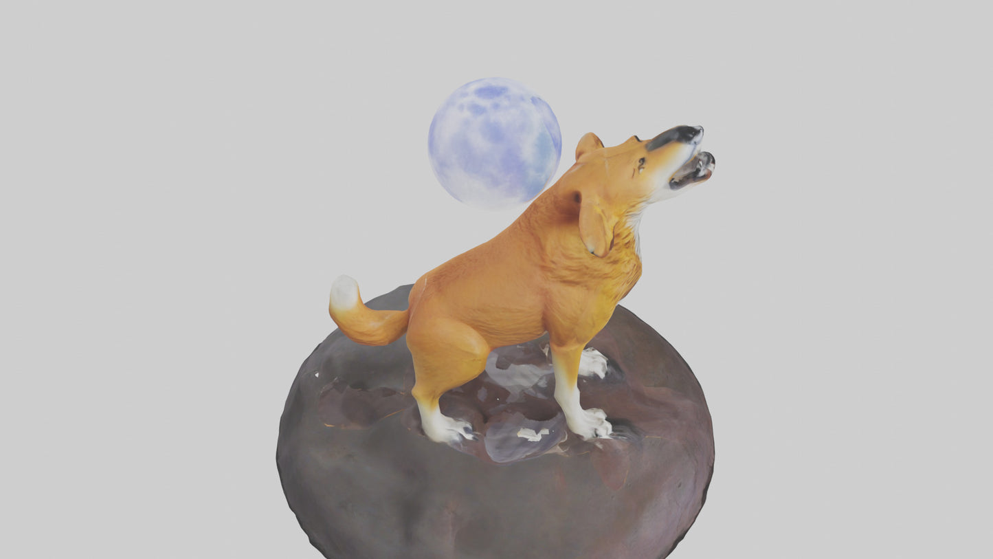 Dingo howling at moon model 3D model