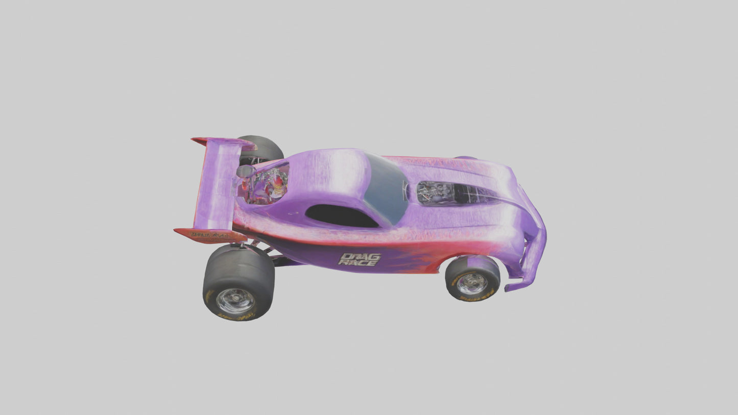 Drag Race Car with Spoilers model 3D model