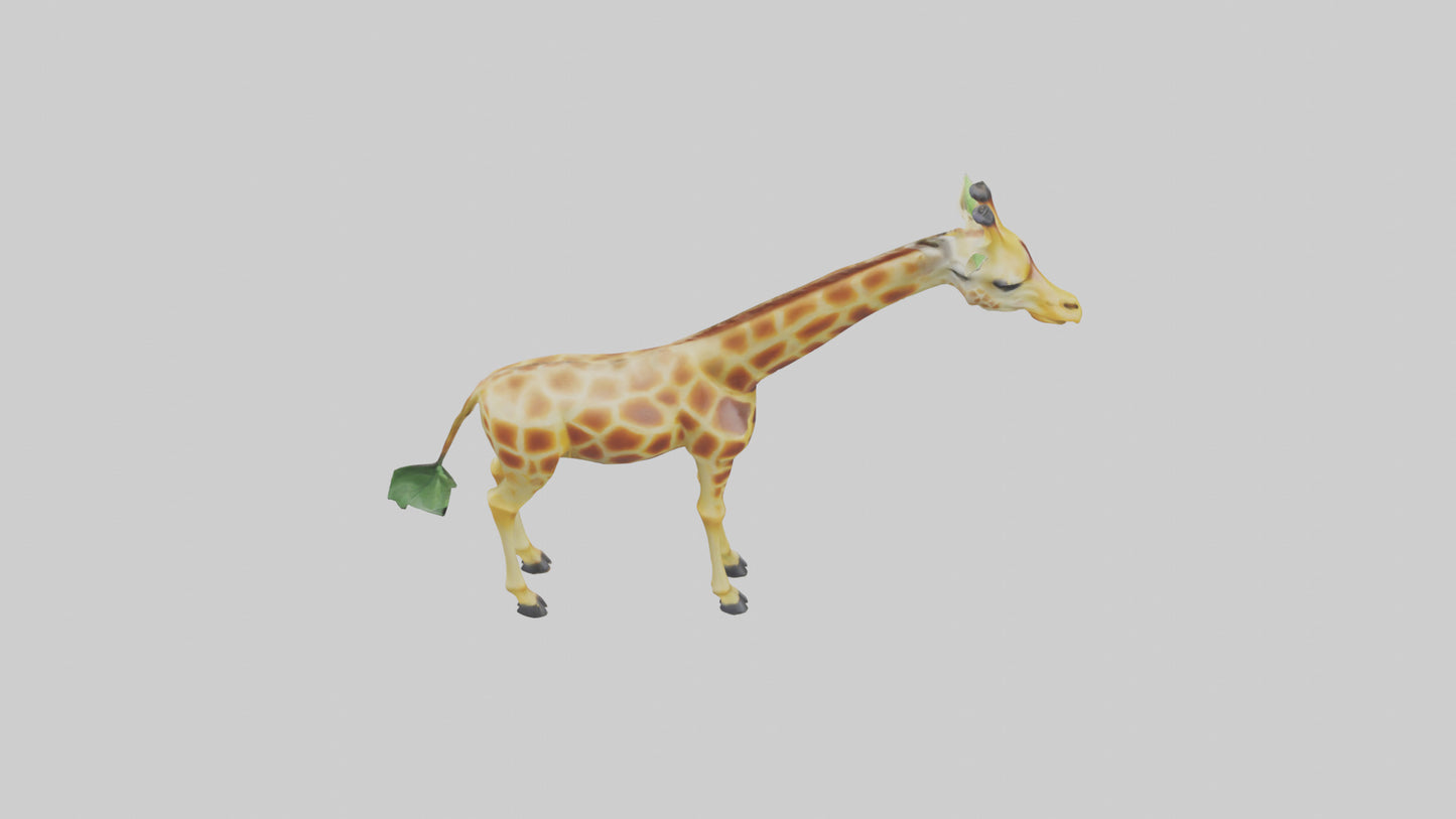 3D model Giraffe nibbling leaves model VR / AR / low-poly