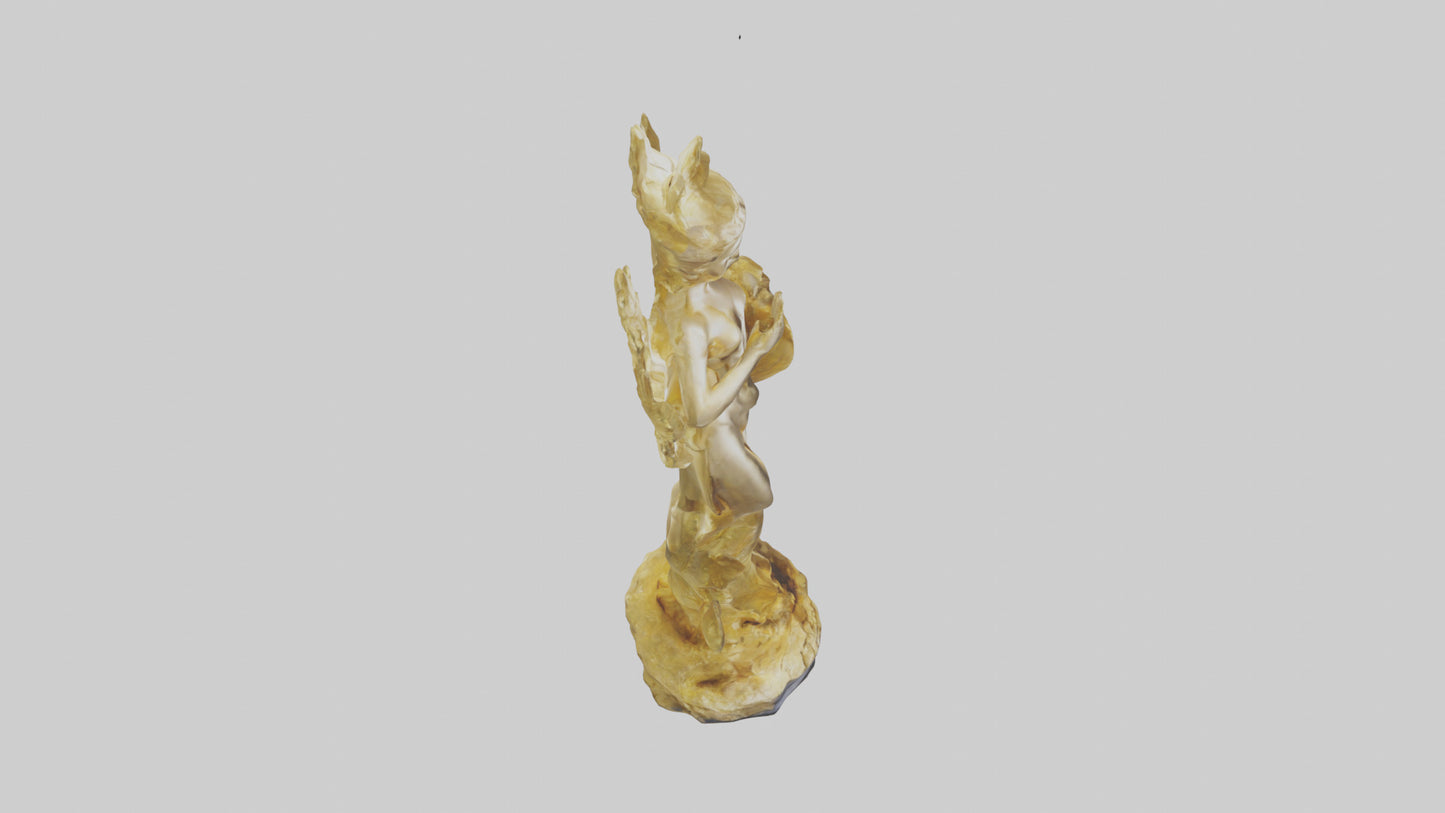 3D model Gold leaf statue model VR / AR / low-poly