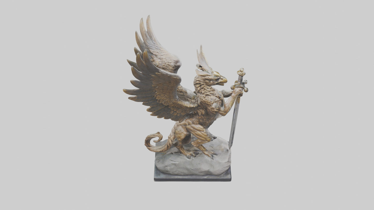 Griffin Warrior statue model VR / AR / low-poly