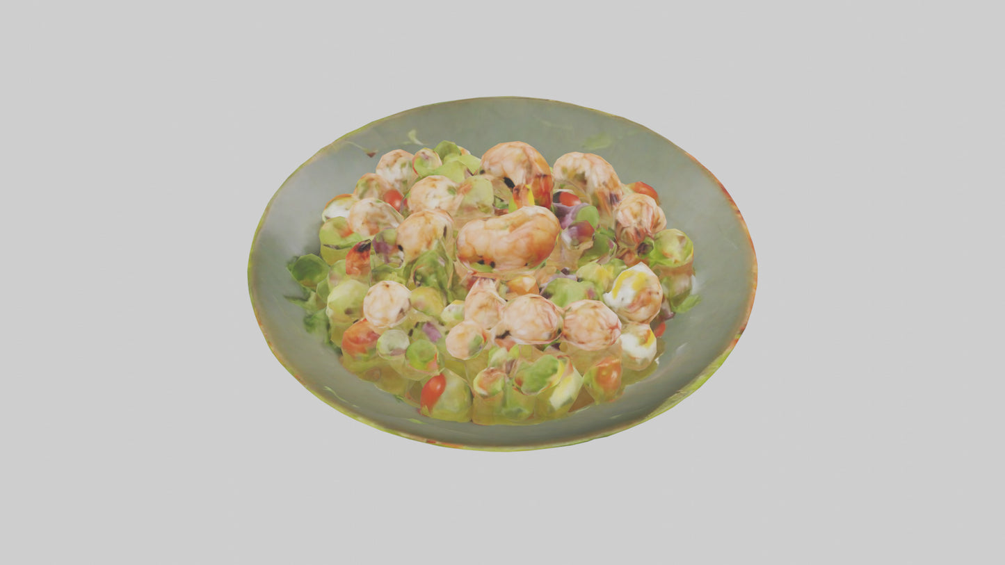 3D model Grilled shrimp salad model VR / AR / low-poly