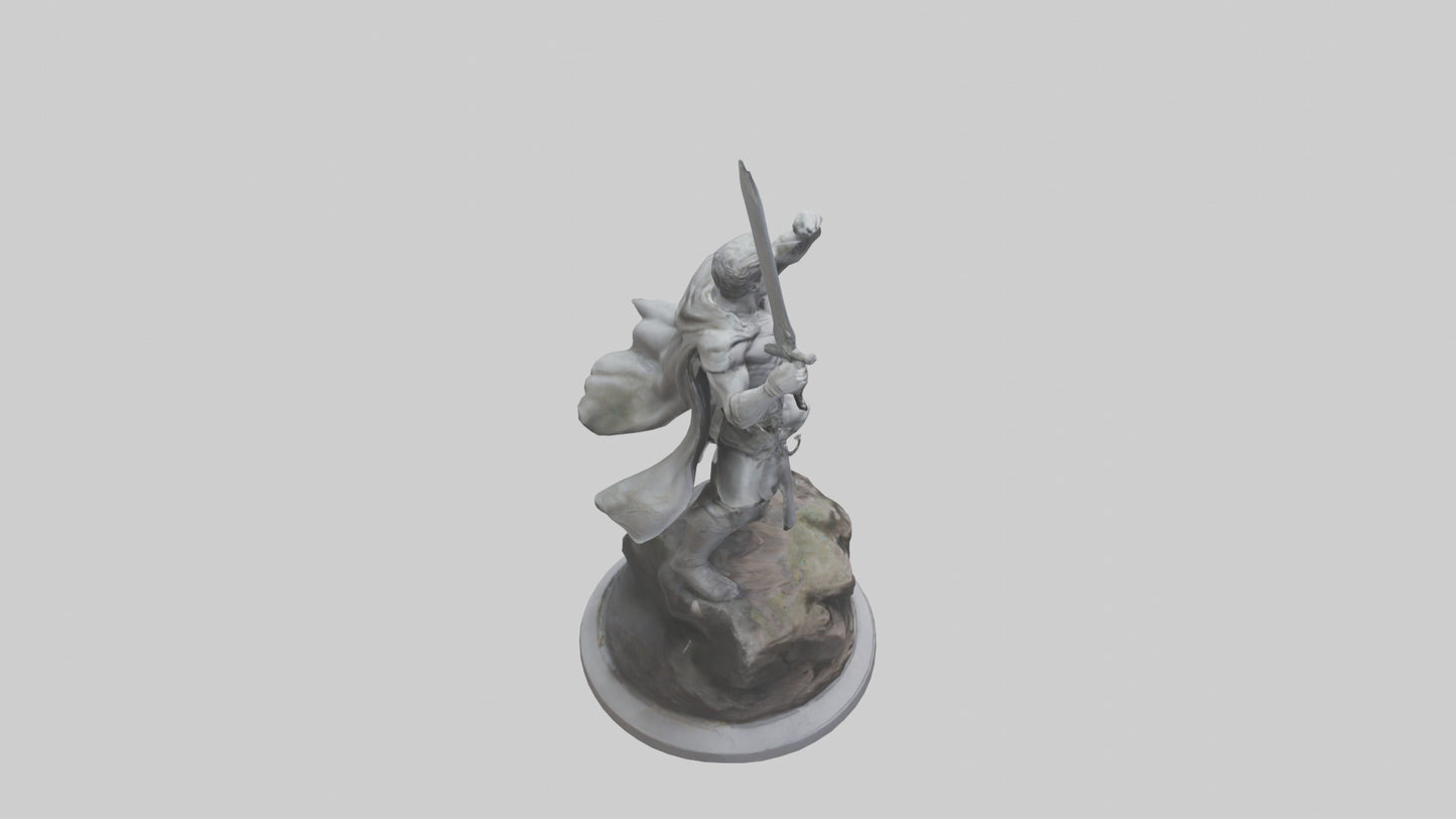 Heroic Fight Statue model VR / AR / low-poly