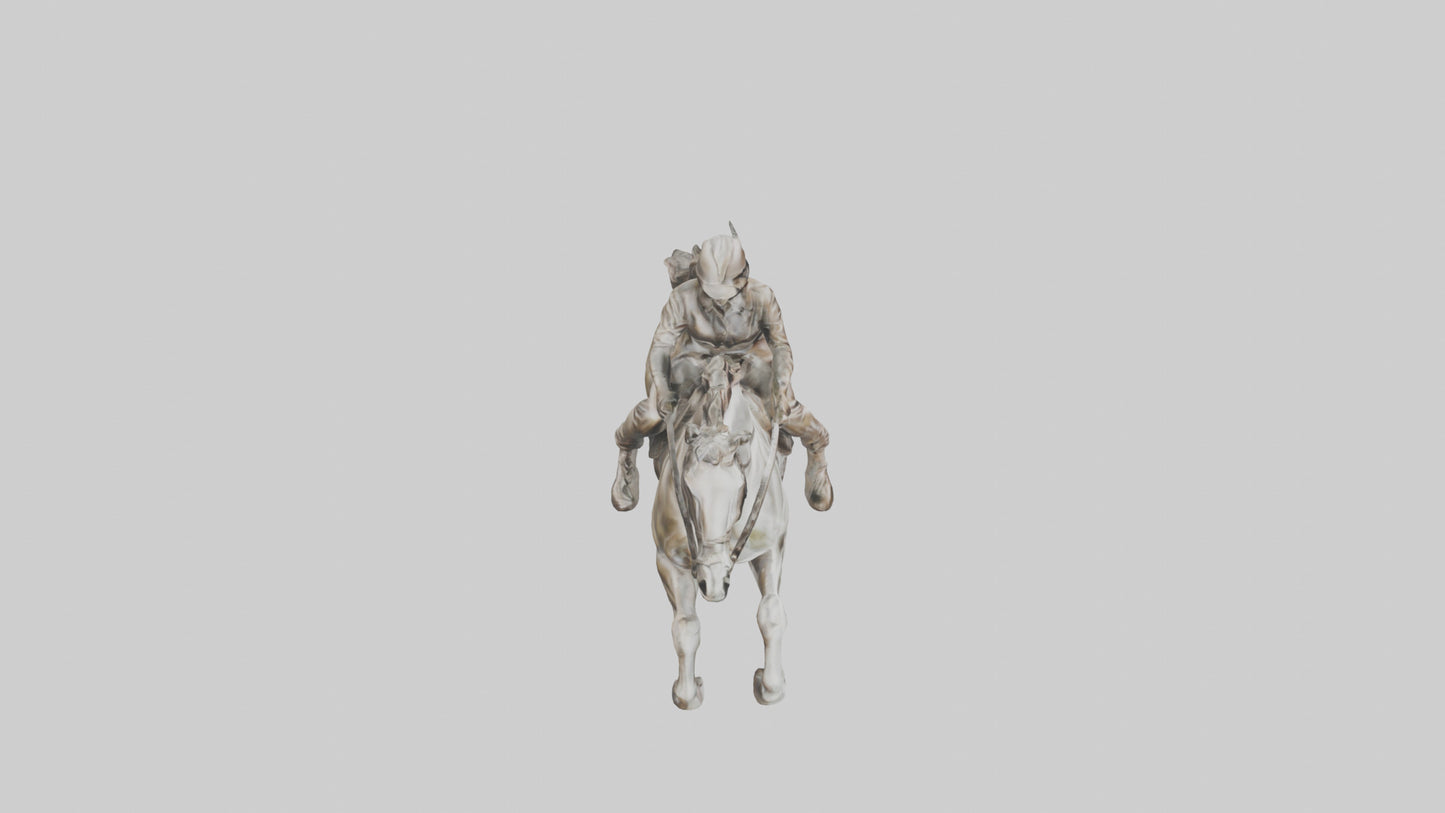 3D model Horse and Rider Jumping statue model VR / AR / low-poly