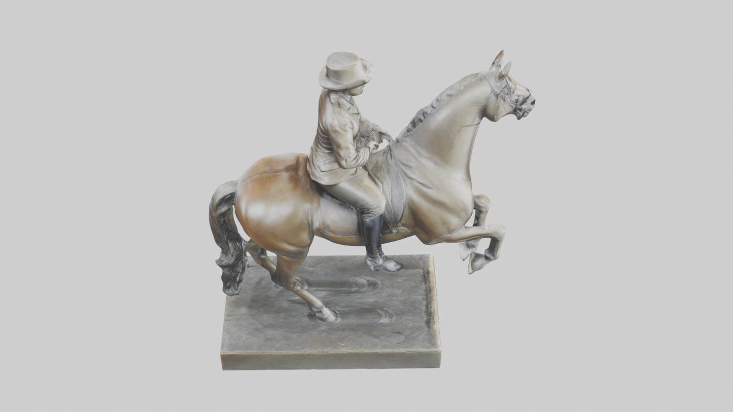 3D model Horse Rider in Dressage statue model VR / AR / low-poly