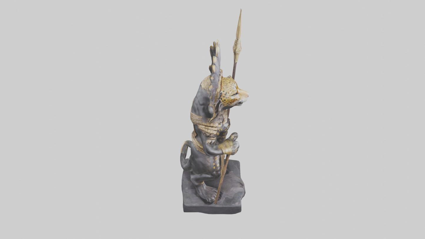 Jaguar Warrior statue model VR / AR / low-poly