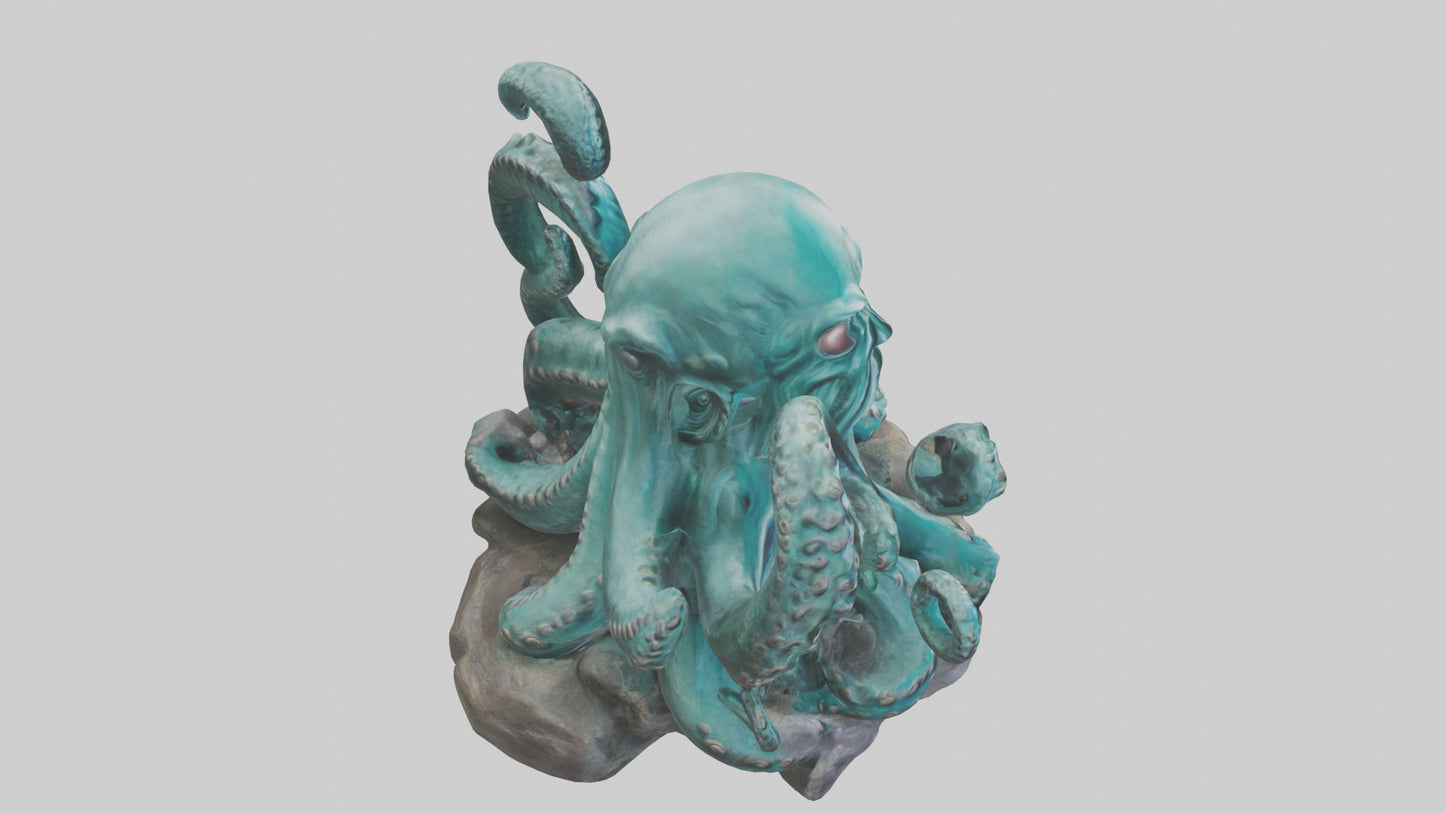 3D model Kraken statue model VR / AR / low-poly