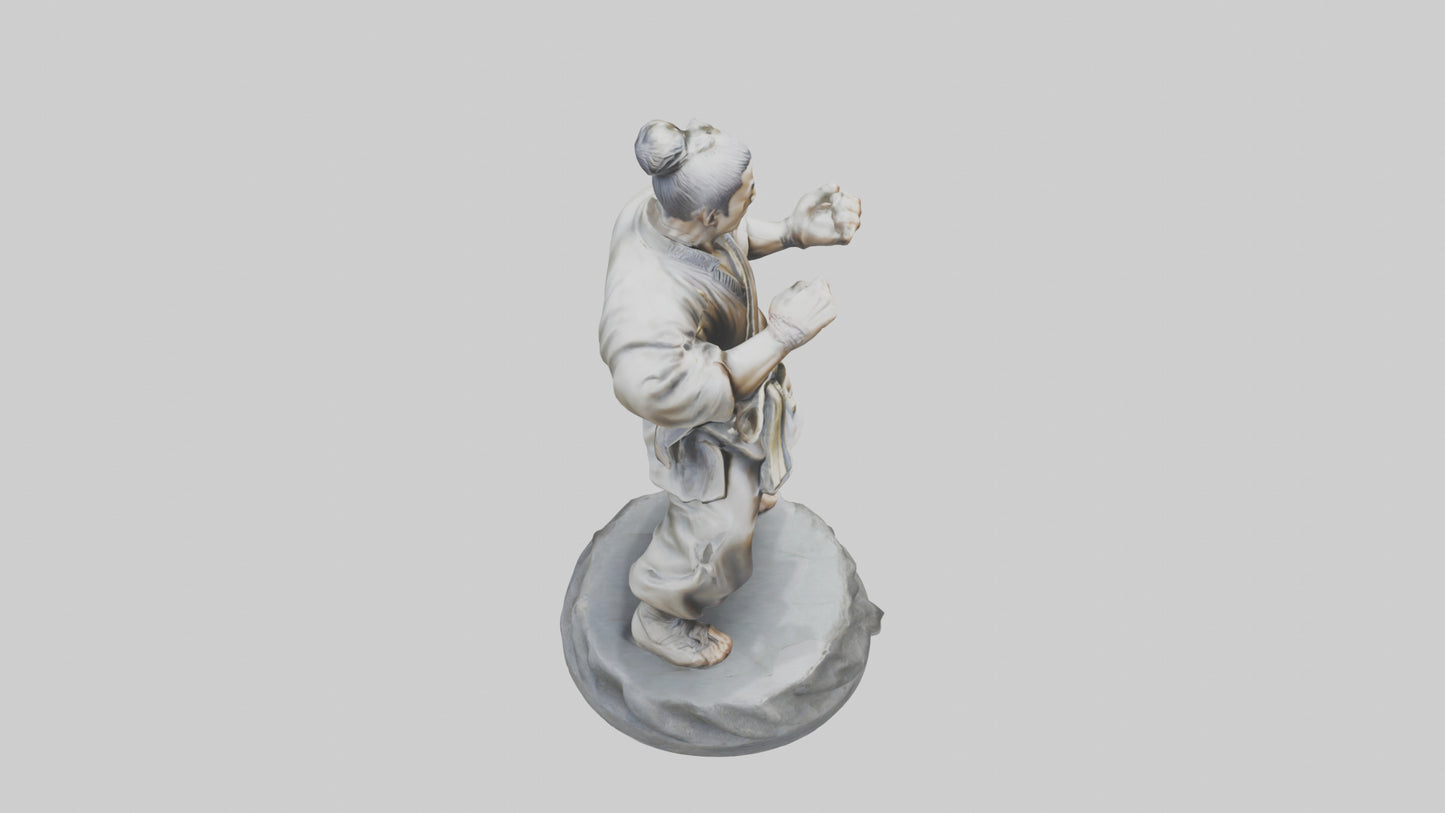 3D model Kung Fu Fighter statue model VR / AR / low-poly