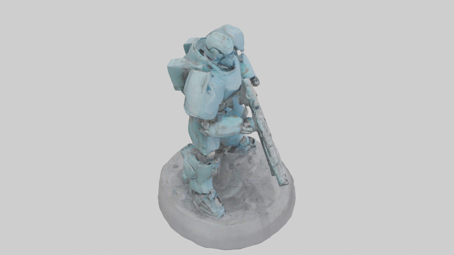 3D model MechSoldier statue model VR / AR / low-poly