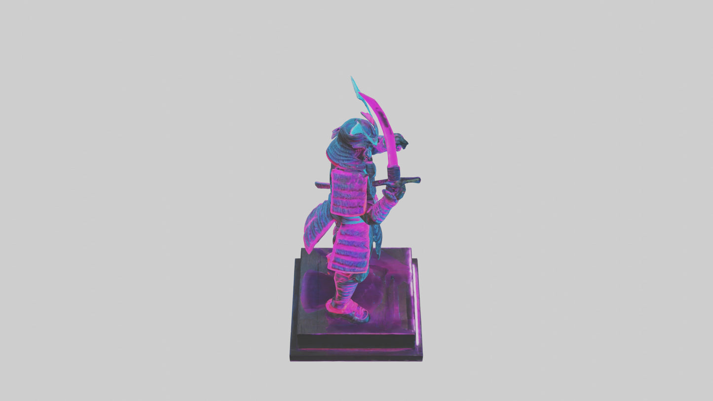 3D model Neon Samurai statue model VR / AR / low-poly