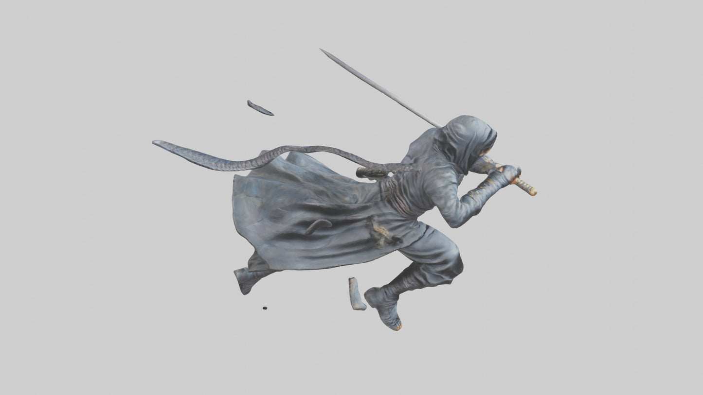 3D model Ninja in Motion statue model VR / AR / low-poly