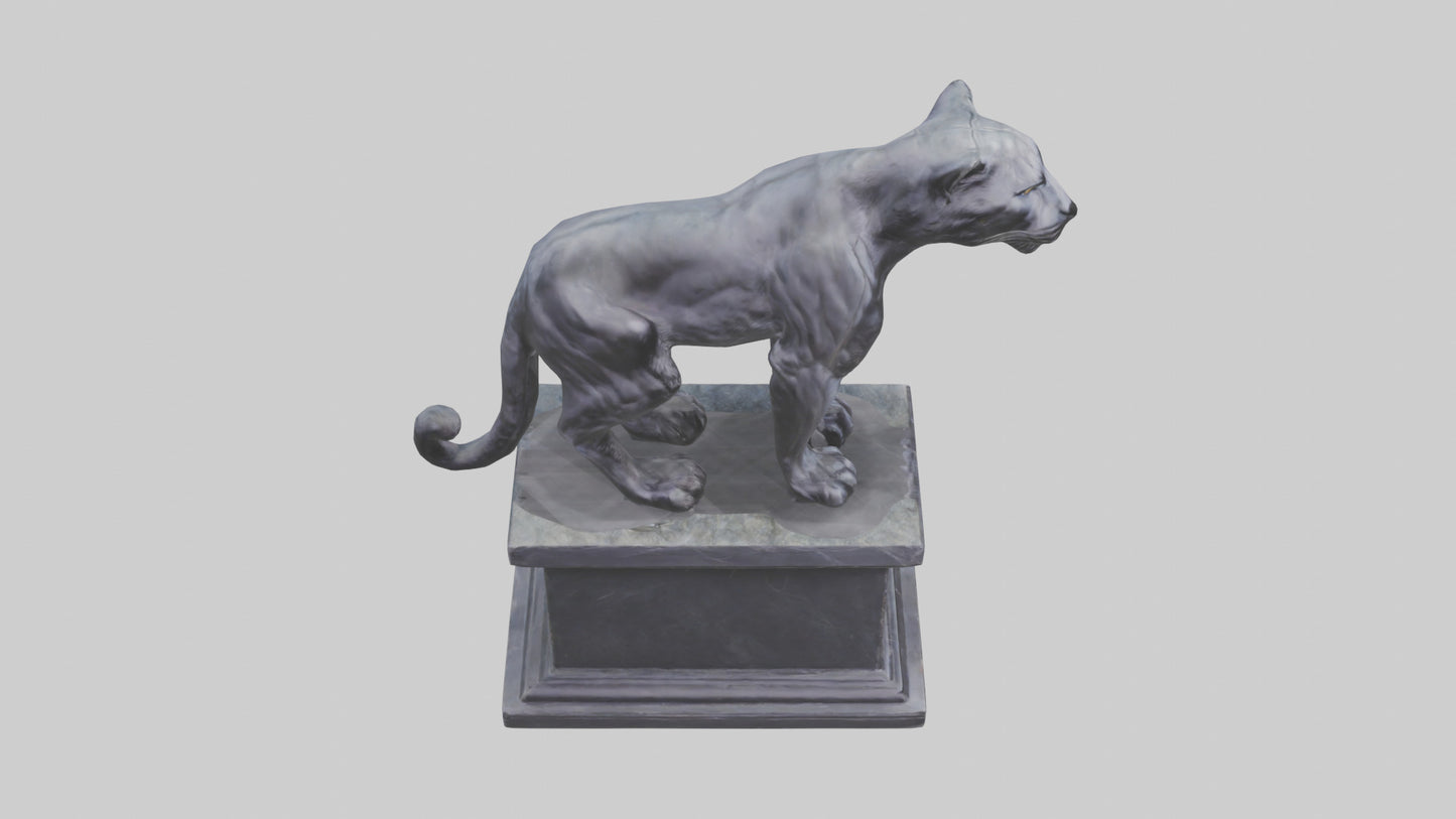 3D model Panther on pedestal statue model VR / AR / low-poly
