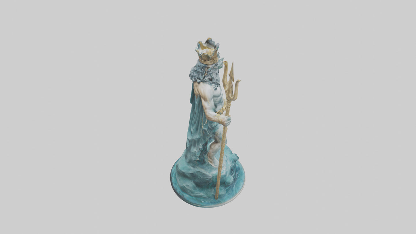 3D model Poseidon King of the sea statue model VR / AR / low-poly