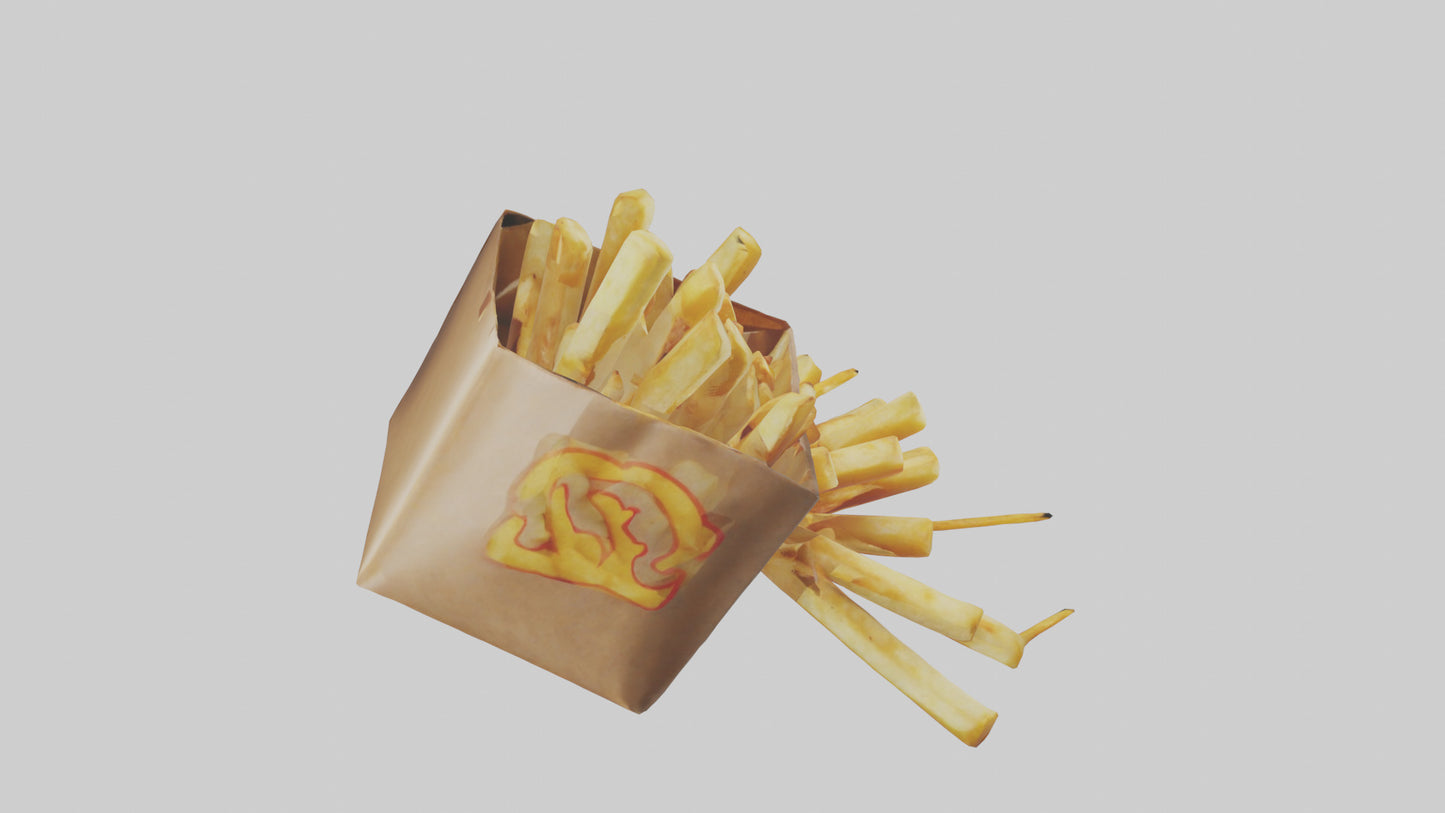 3D model Potato Fries Pack model VR / AR / low-poly