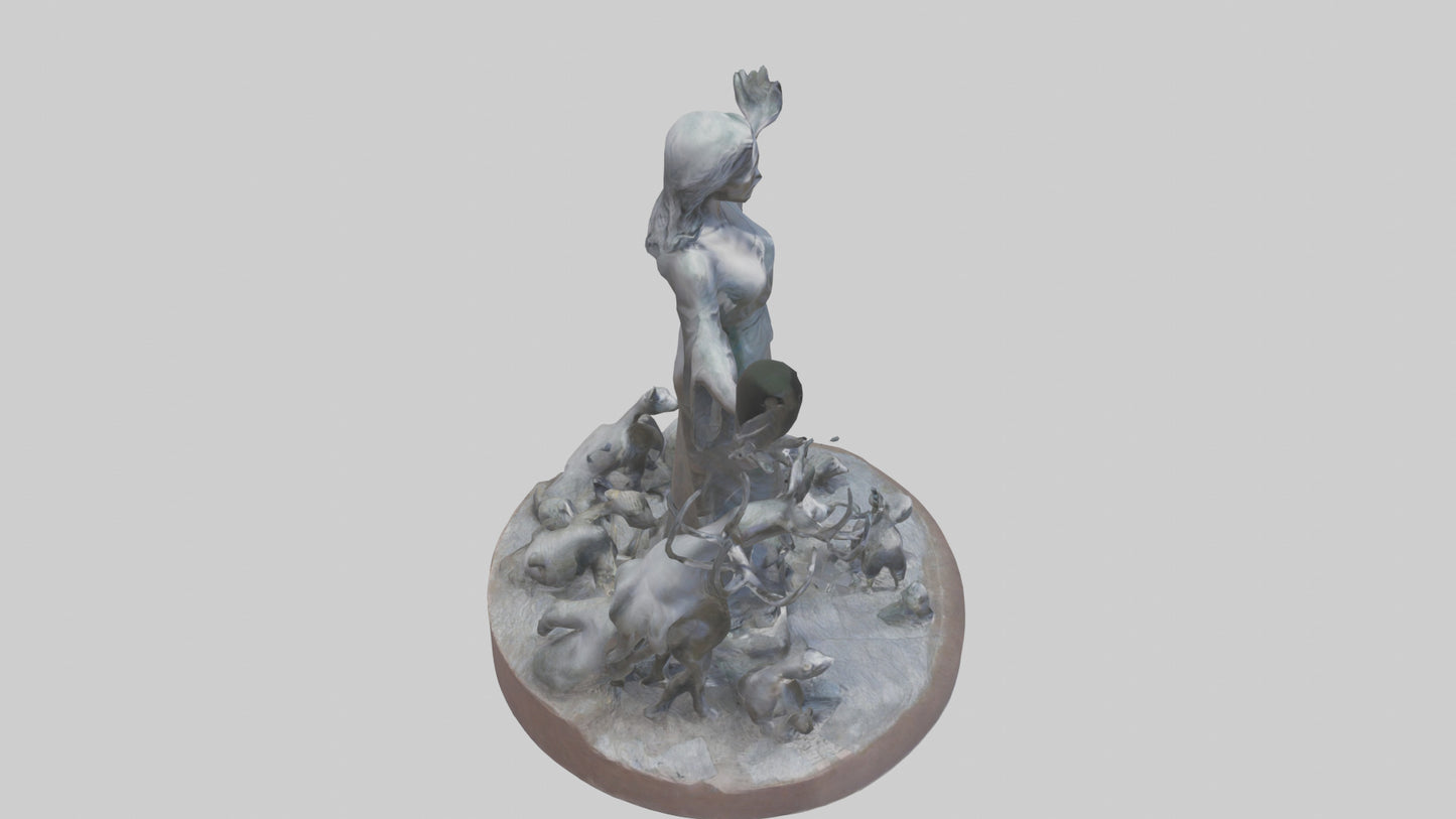 3D model Protecting Wildlife Memorial Statue model 2 VR / AR / low-poly