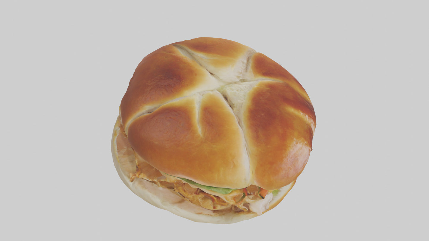 3D model Roast chicken sandwich model VR / AR / low-poly