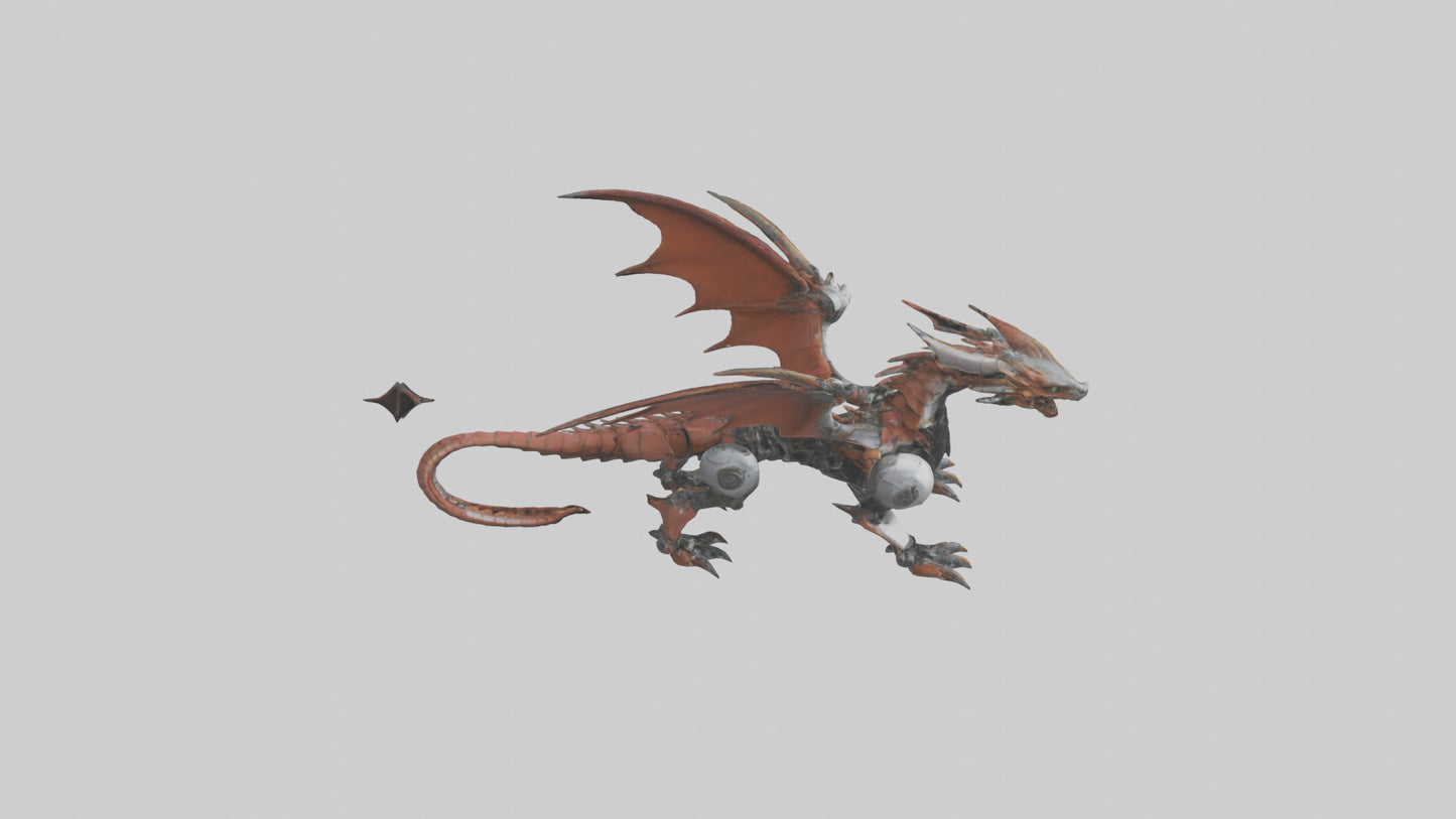 3D model Robot version of a dragon model VR / AR / low-poly