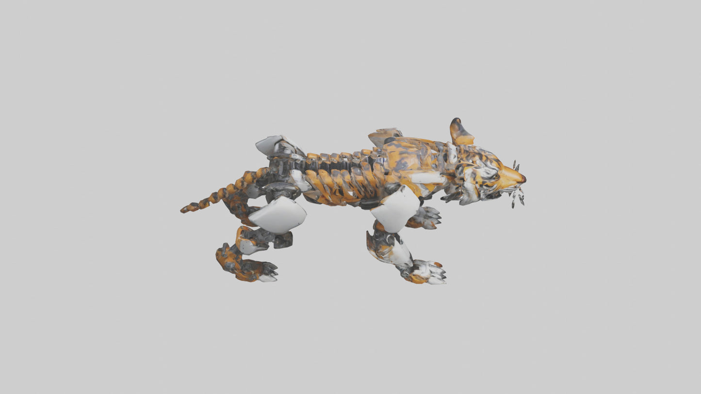 3D model Robot version of a tiger model VR / AR / low-poly