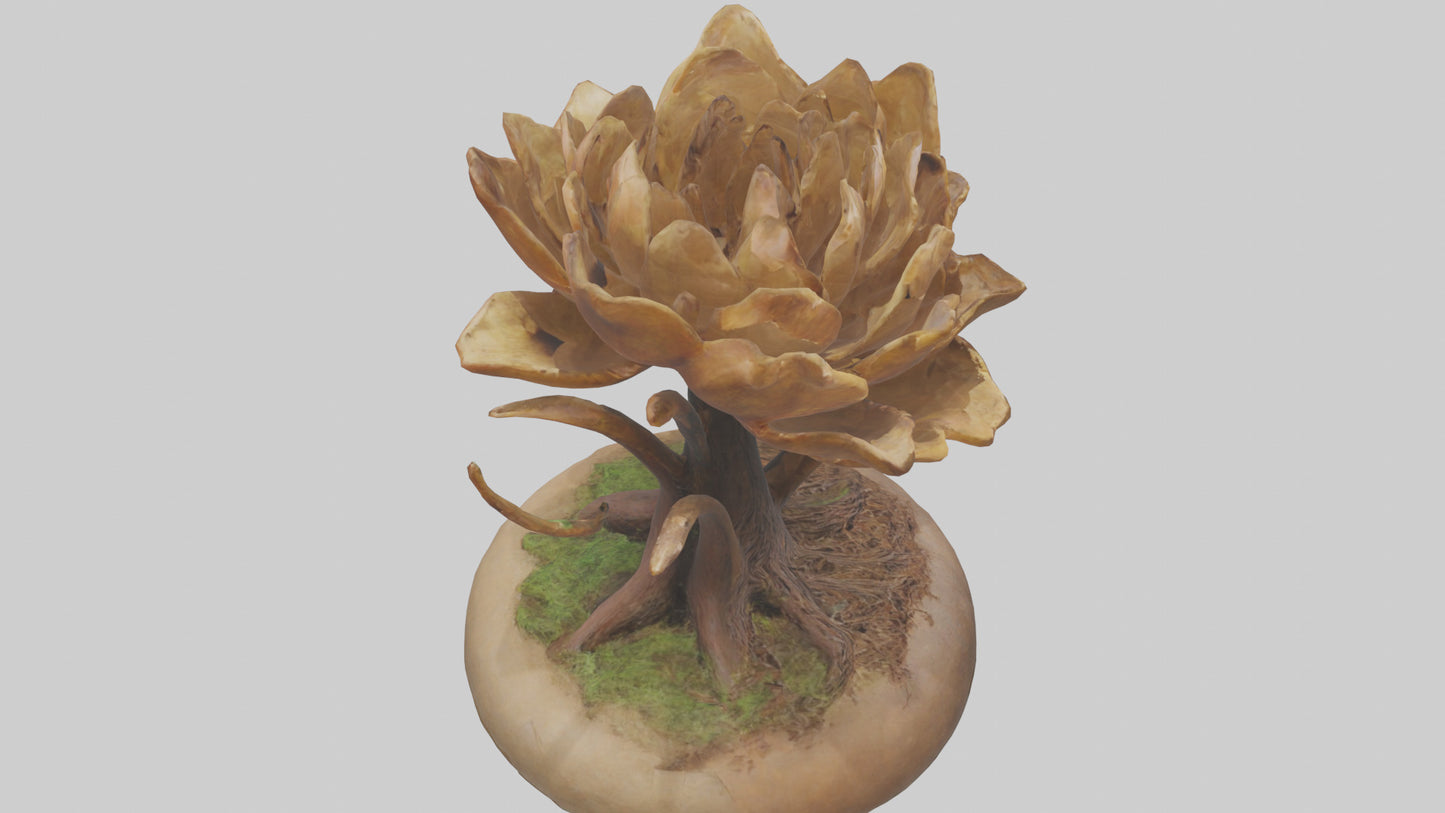 Rooting Flower Sculpture model VR / AR / low-poly