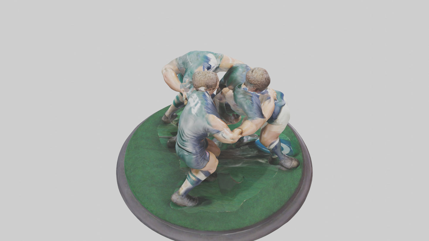 3D model Rugby Scrum Pose statue model VR / AR / low-poly