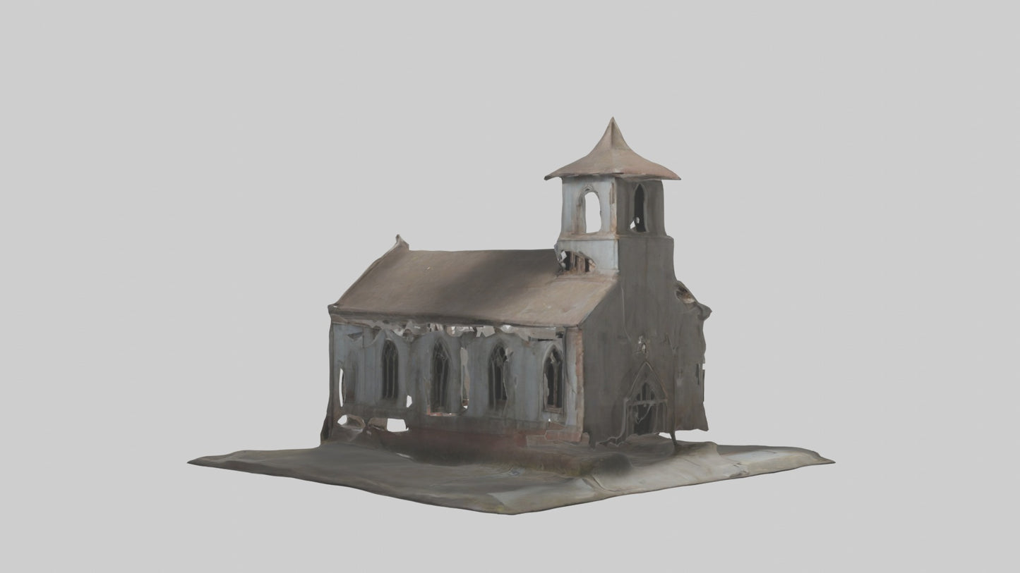 3D model Abandoned church model VR / AR / low-poly