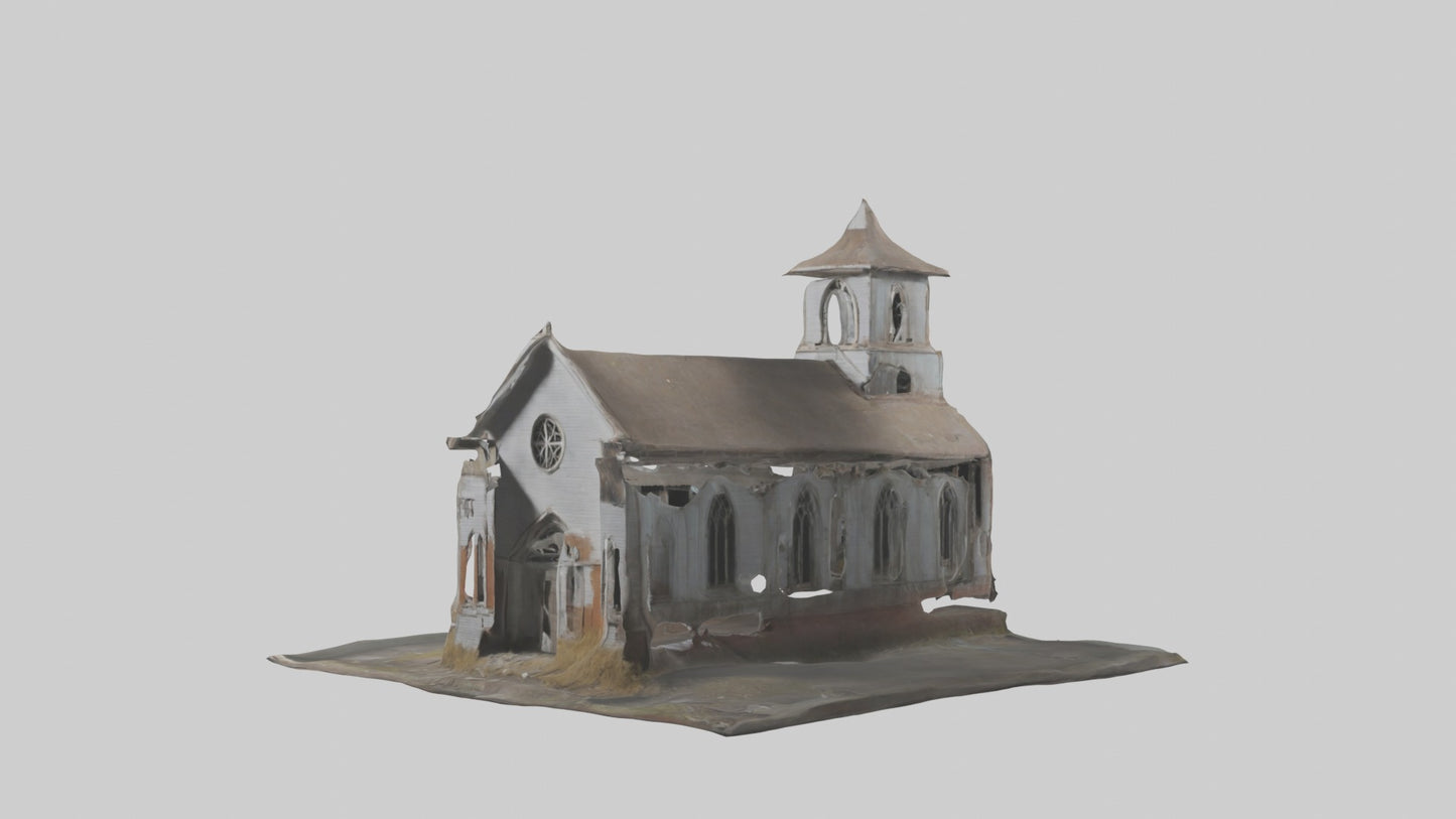 3D model Abandoned church model VR / AR / low-poly
