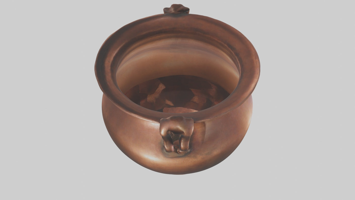 3D model Aged Copper Pot Model VR / AR / low-poly