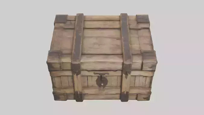 Aged Wooden Box Model VR / AR / low-poly