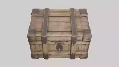 Aged Wooden Box Model VR / AR / low-poly