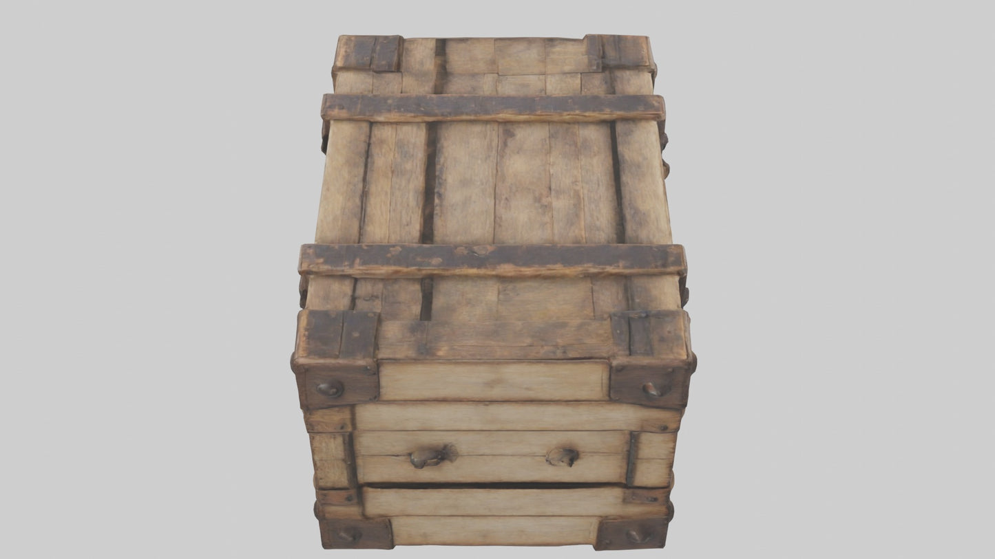 3D model Aged Wooden Box Model VR / AR / low-poly