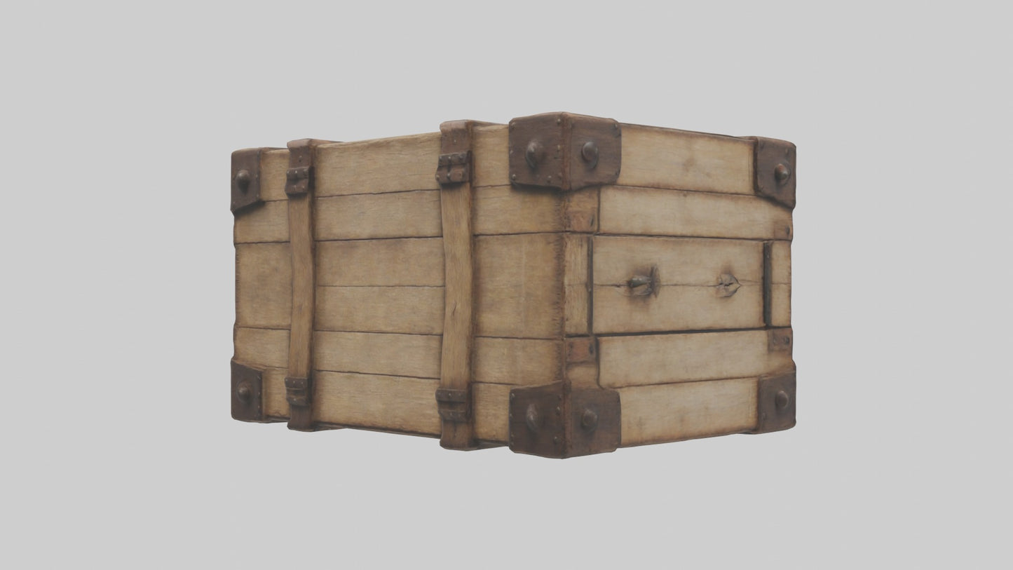 Aged Wooden Box Model VR / AR / low-poly