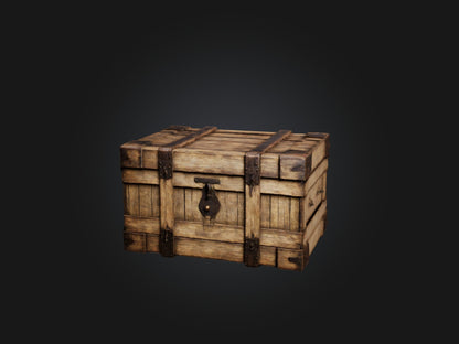 Aged Wooden Box Model VR / AR / low-poly