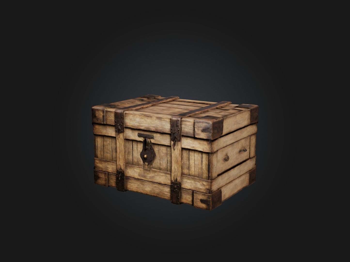 Aged Wooden Box Model VR / AR / low-poly