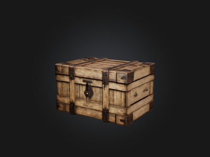Aged Wooden Box Model VR / AR / low-poly
