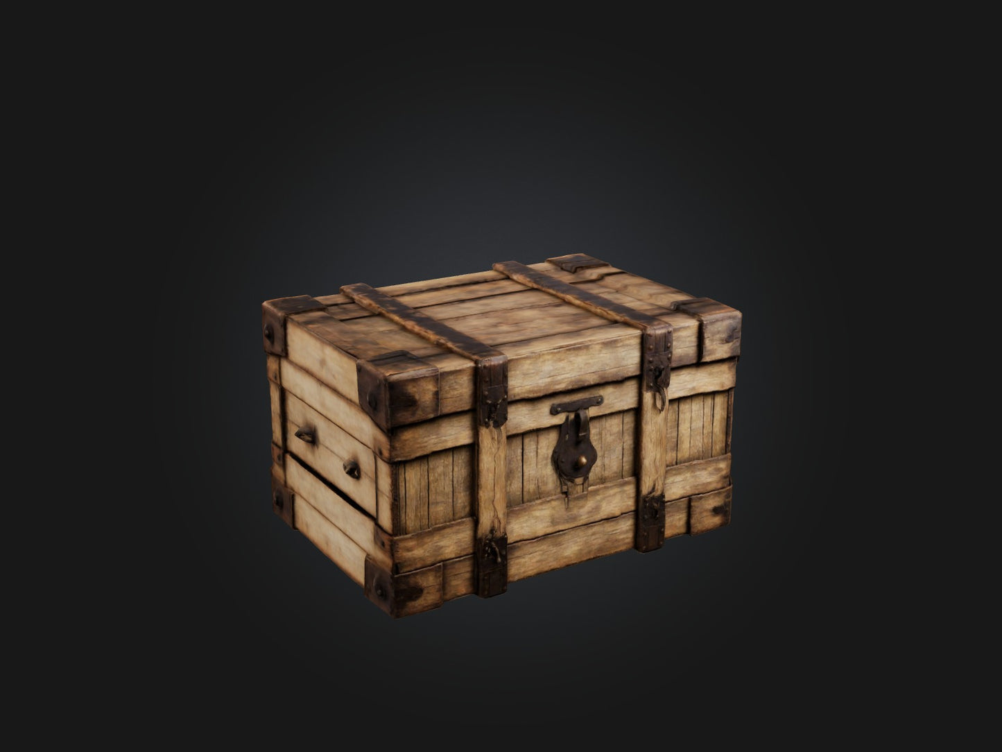 3D model Aged Wooden Box Model VR / AR / low-poly