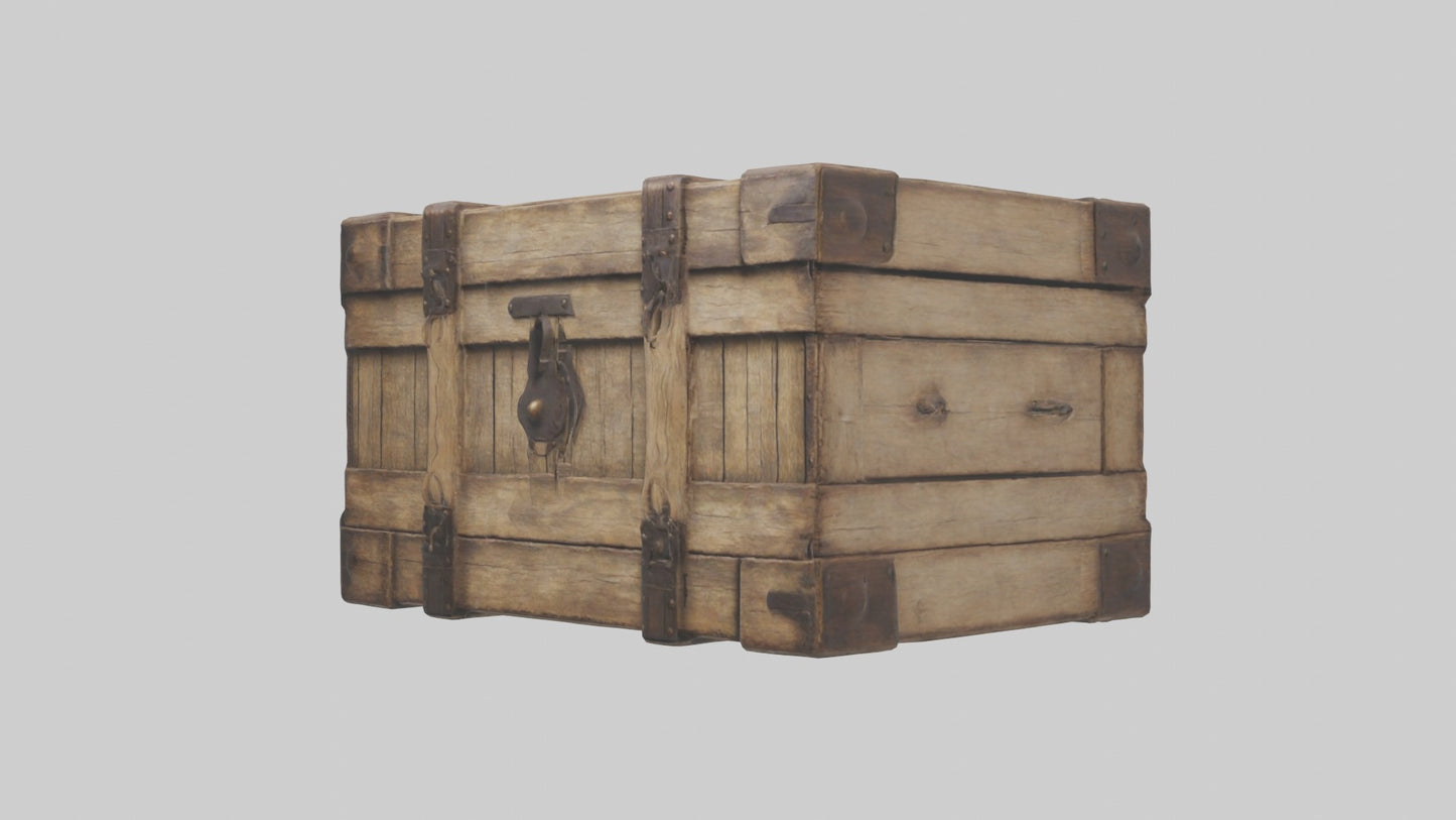 Aged Wooden Box Model VR / AR / low-poly