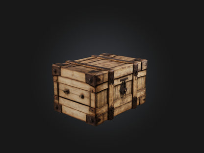 Aged Wooden Box Model VR / AR / low-poly