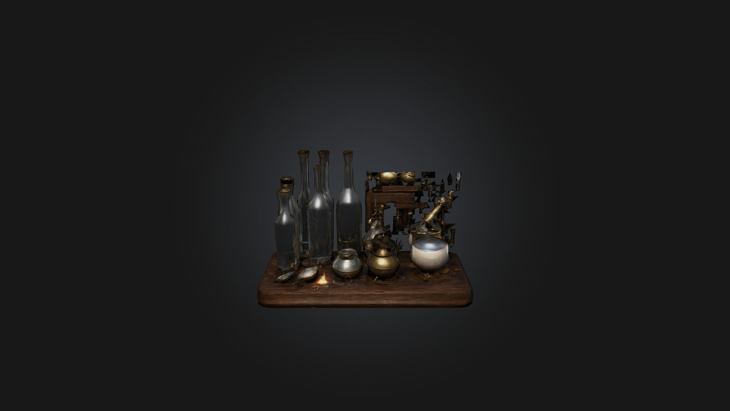 3D model Alchemy Set VR / AR / low-poly