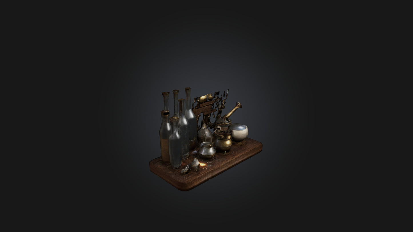 3D model Alchemy Set VR / AR / low-poly