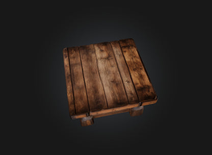 3D model An old wooden table VR / AR / low-poly