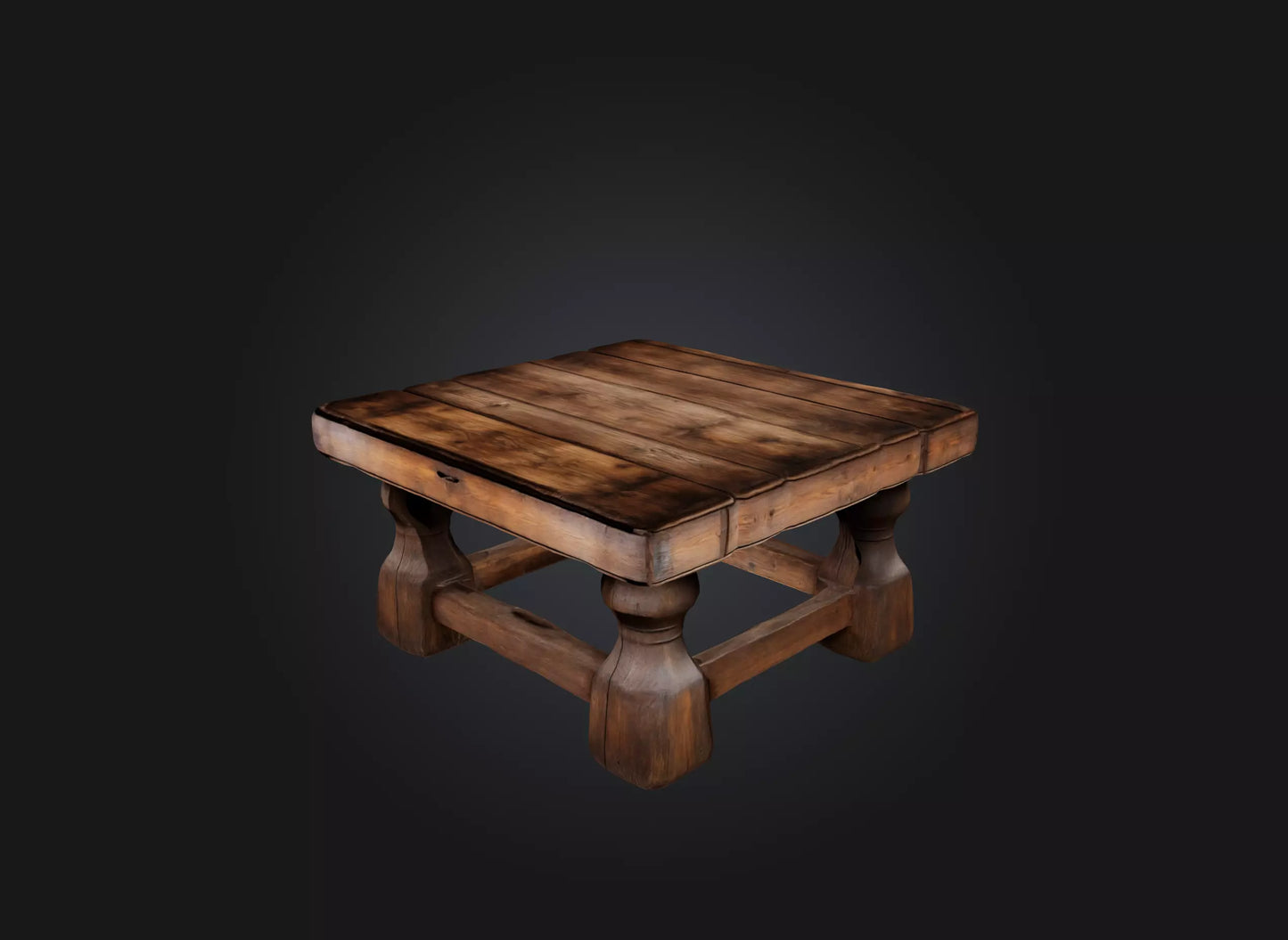 3D model An old wooden table VR / AR / low-poly