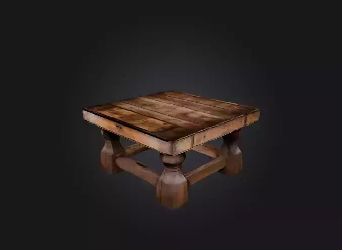3D model An old wooden table VR / AR / low-poly