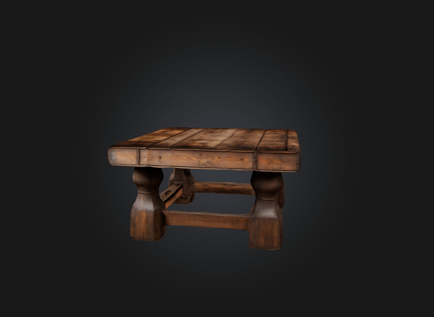 3D model An old wooden table VR / AR / low-poly