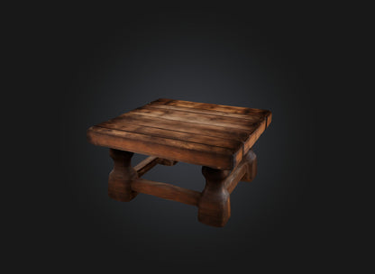 3D model An old wooden table VR / AR / low-poly