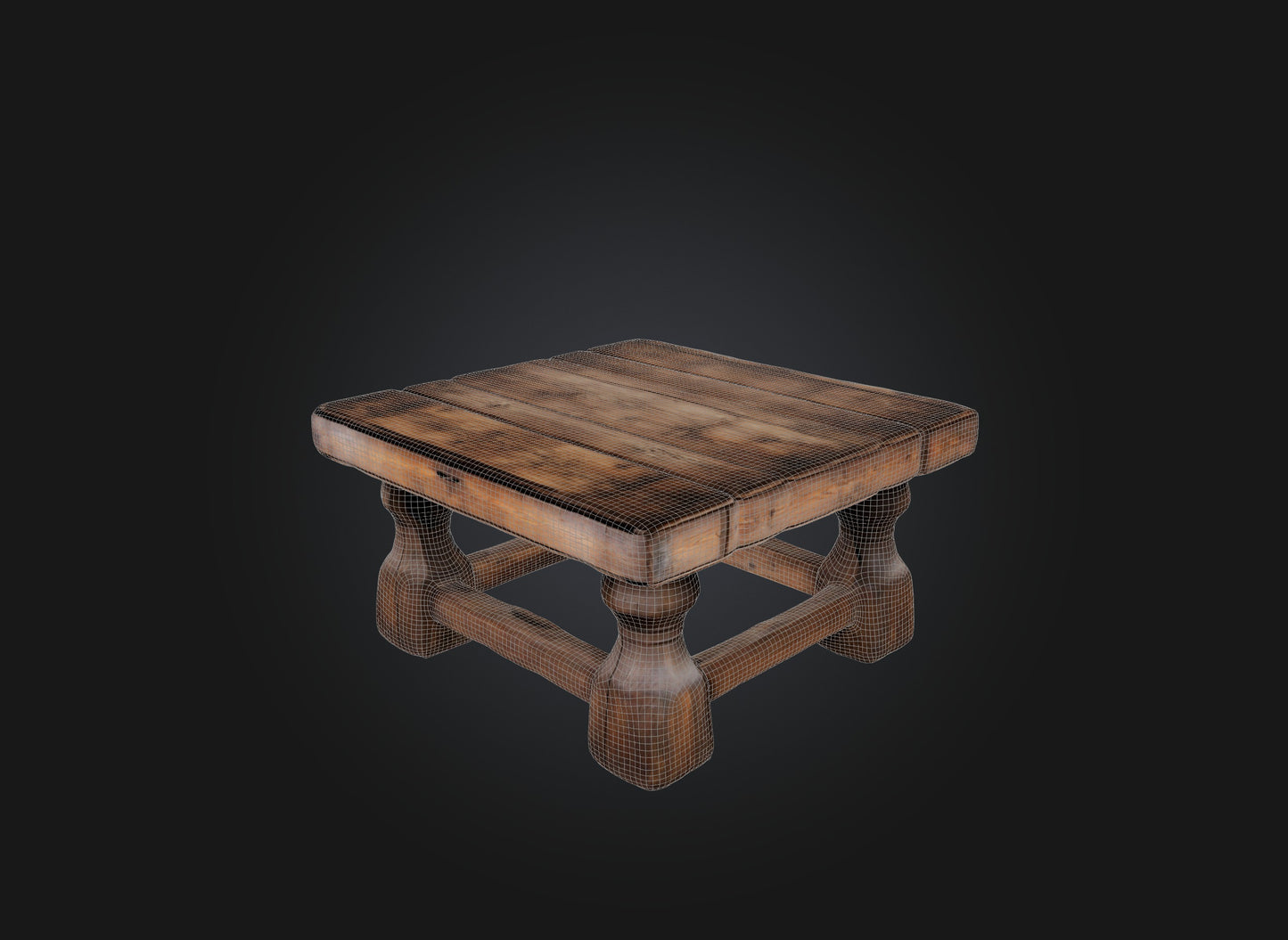 3D model An old wooden table VR / AR / low-poly